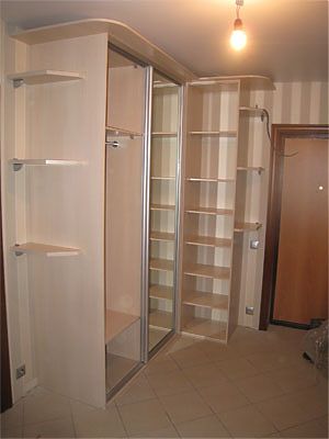 Угловой Г-образный шкаф-купе с распашным фасадом в прихожую