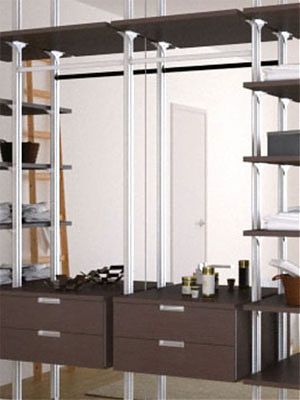 Гардеробная комната с алюминиевой системой крепления "VITRA"